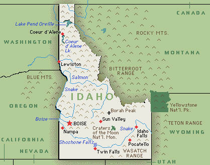 Landkarte von Idaho, USA